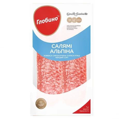 Ковбаса з м'ясом птиці Глобино Салямі Альпіна 1с с/к в/п нарізана 80г